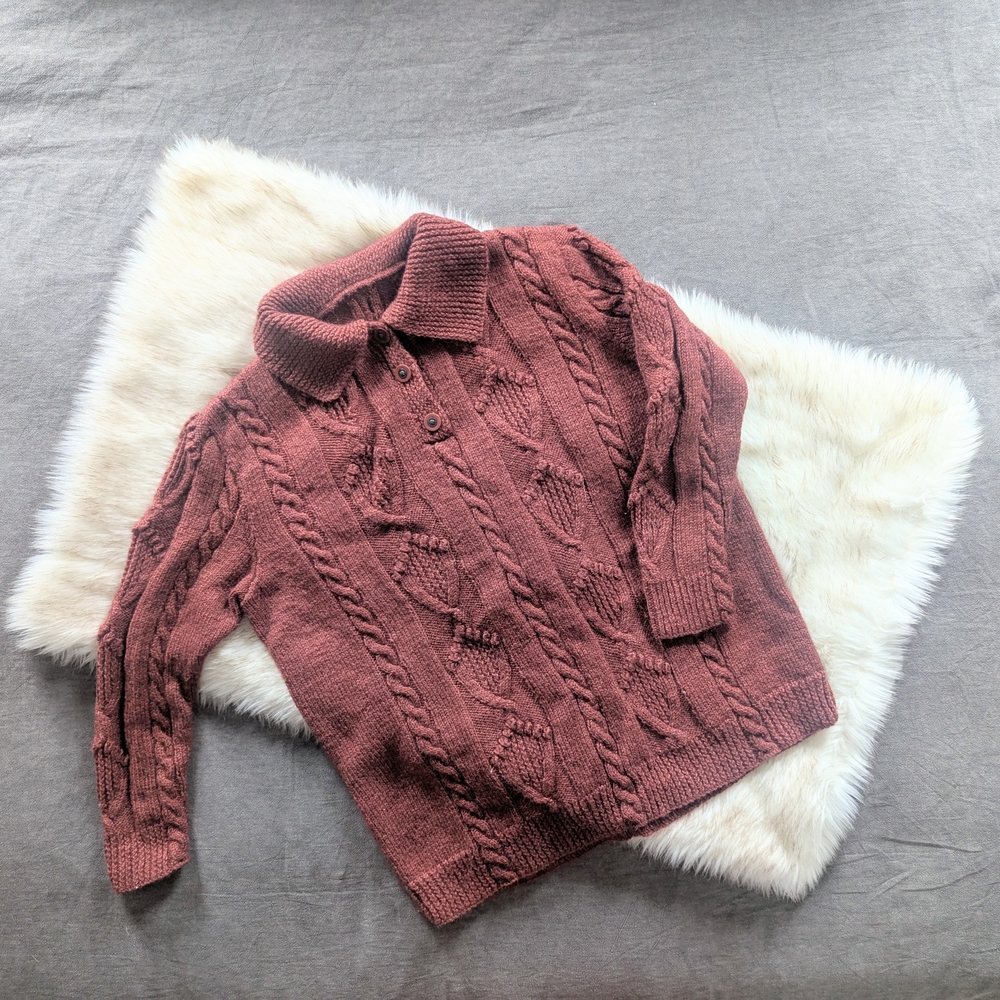 Cable Knit Women's Sweater - Brown